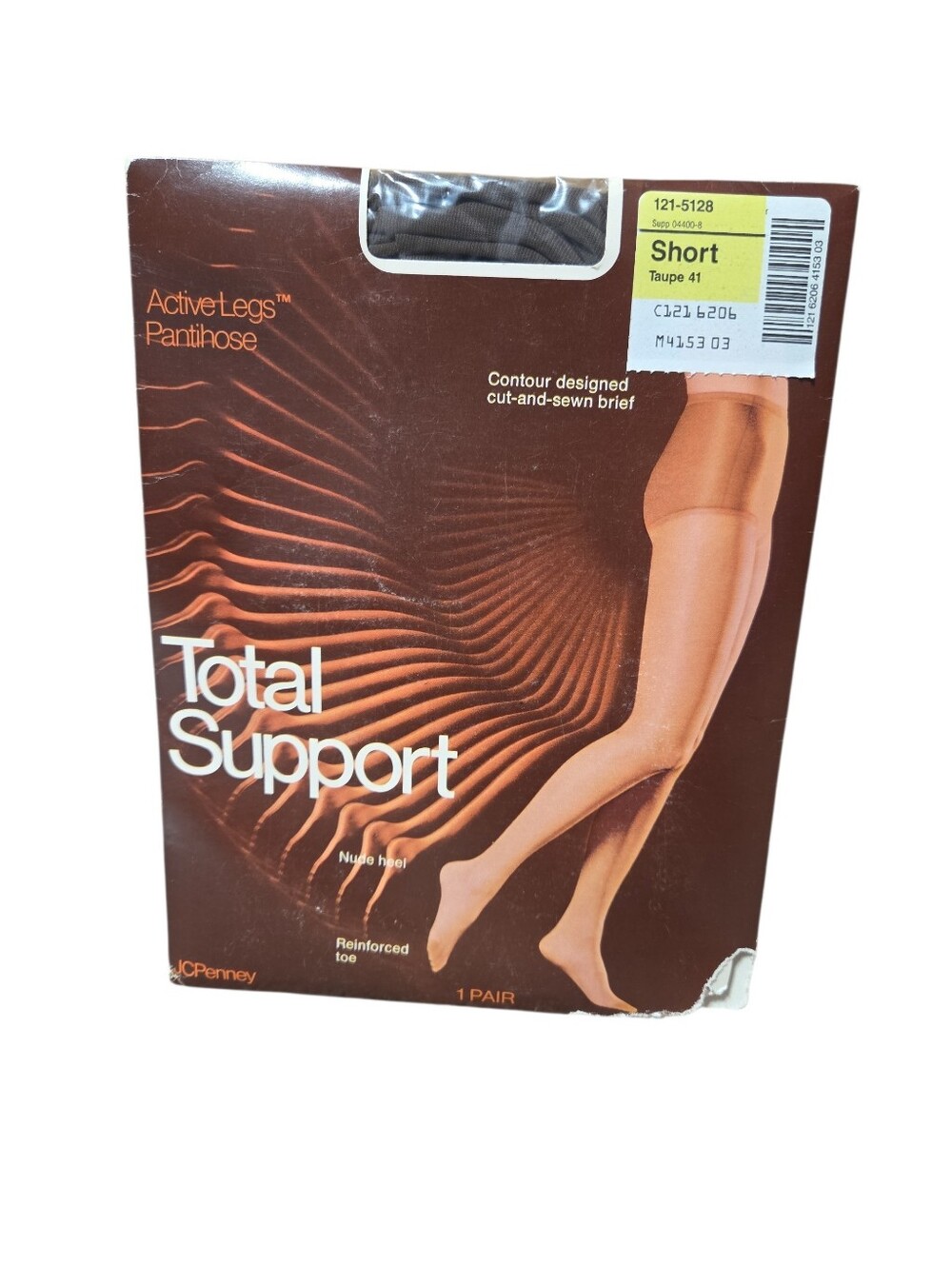 Vintage Jcpenney Pantihose Taupe Short Reinforced Toe Support Contour Active